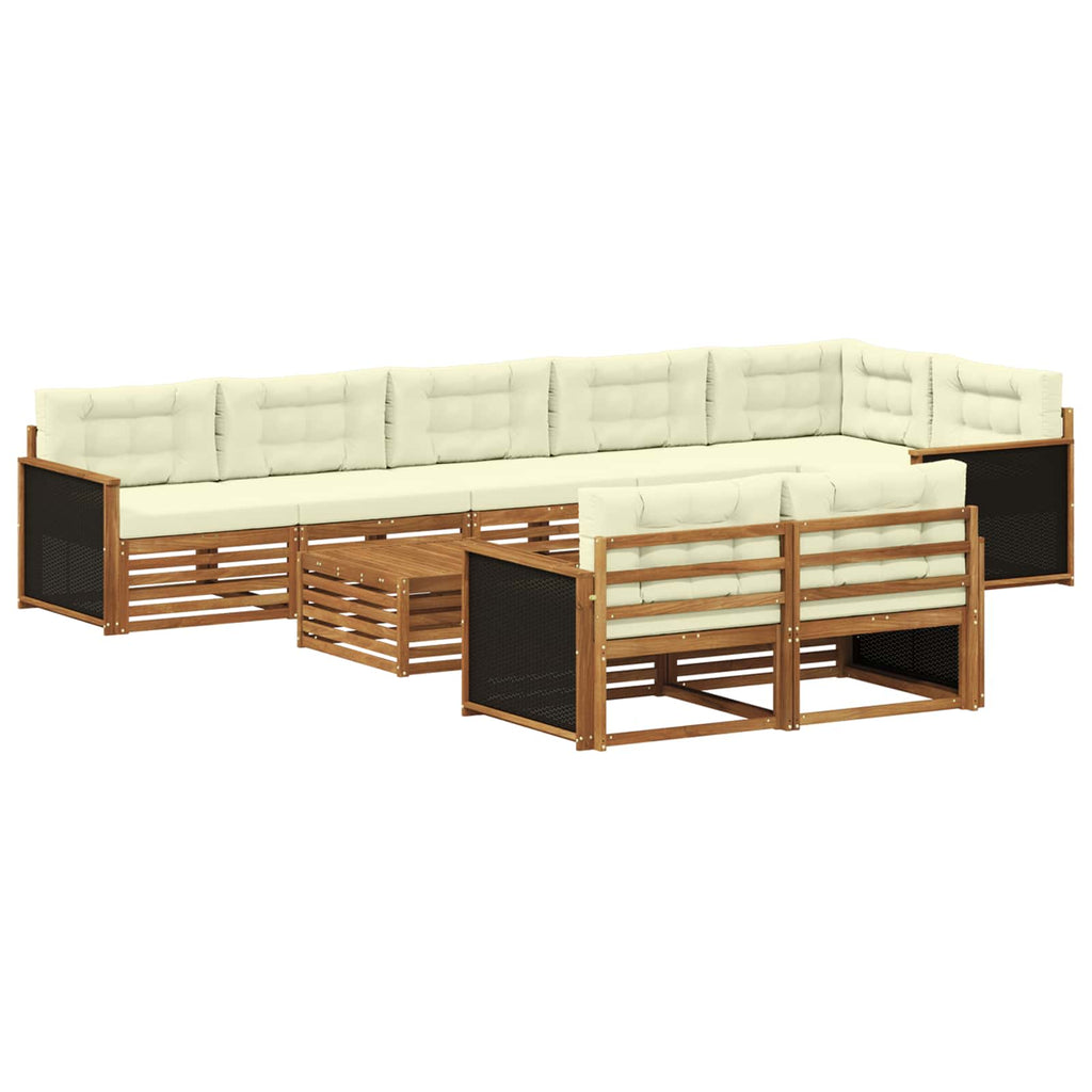 Conjunto de sofás de exterior con cojín 9 pcs