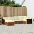 Conjunto de sofás de exterior con cojín 6 pcs Natural y Crema