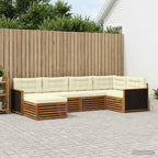 Conjunto de sofás de exterior con cojín 6 pcs Natural y Crema
