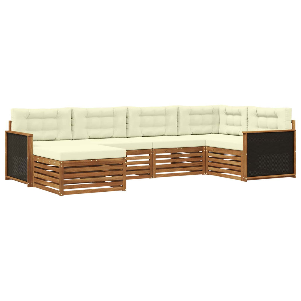 Conjunto de sofás de exterior con cojín 6 pcs Natural y Crema