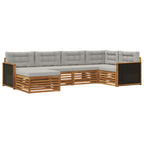 Conjunto de sofás de exterior 6 pcs Natural y Gris Claro