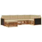 Conjunto de sofás de exterior con cojín 6 pcs Natural y Beige
