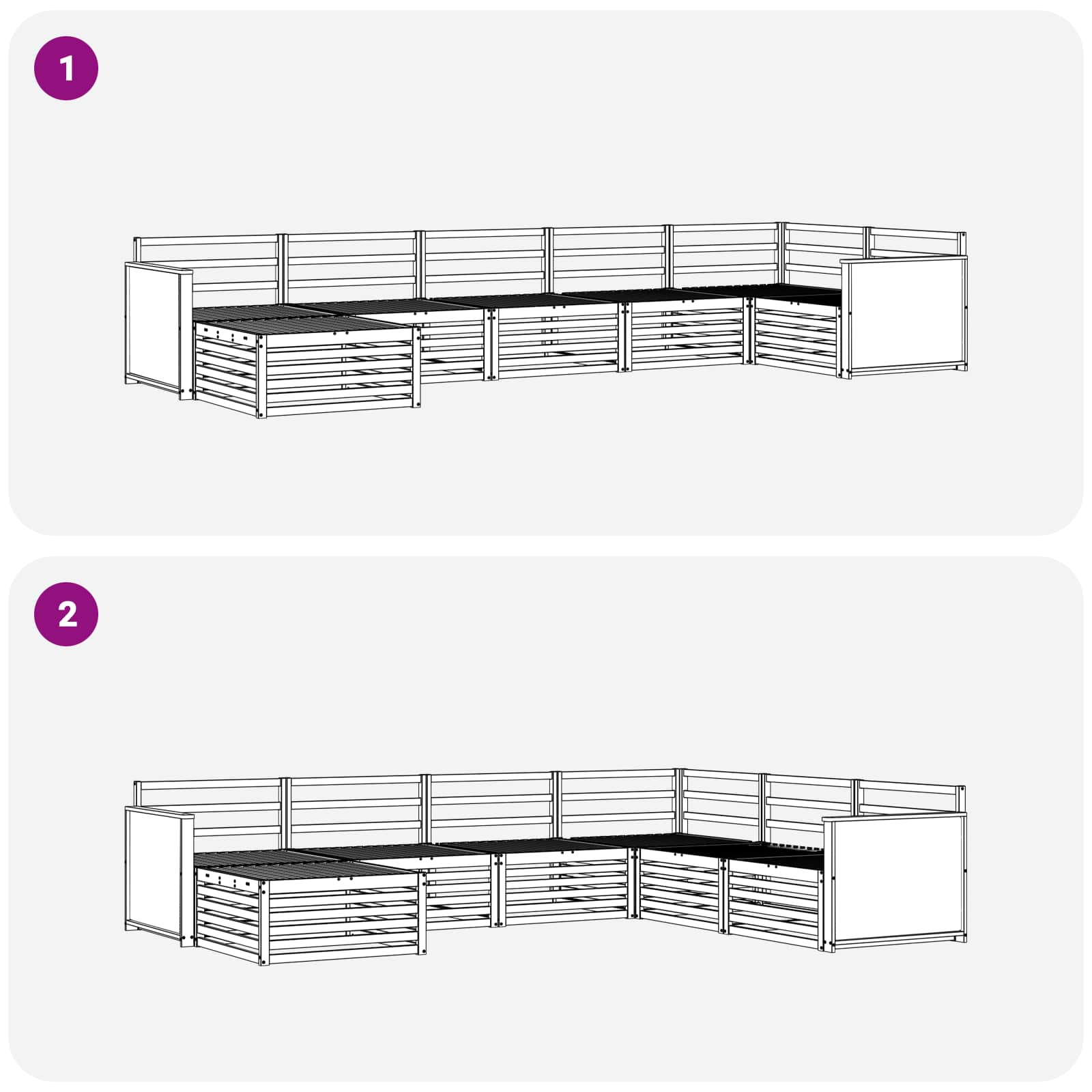 Conjunto de sofás de exterior 7 pcs Natural