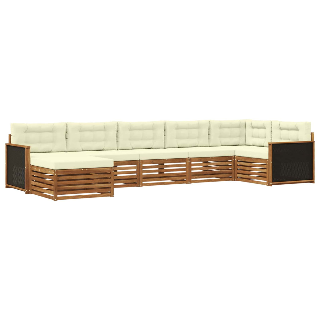 Conjunto de sofás de exterior con cojín 7 pcs Natural y Crema