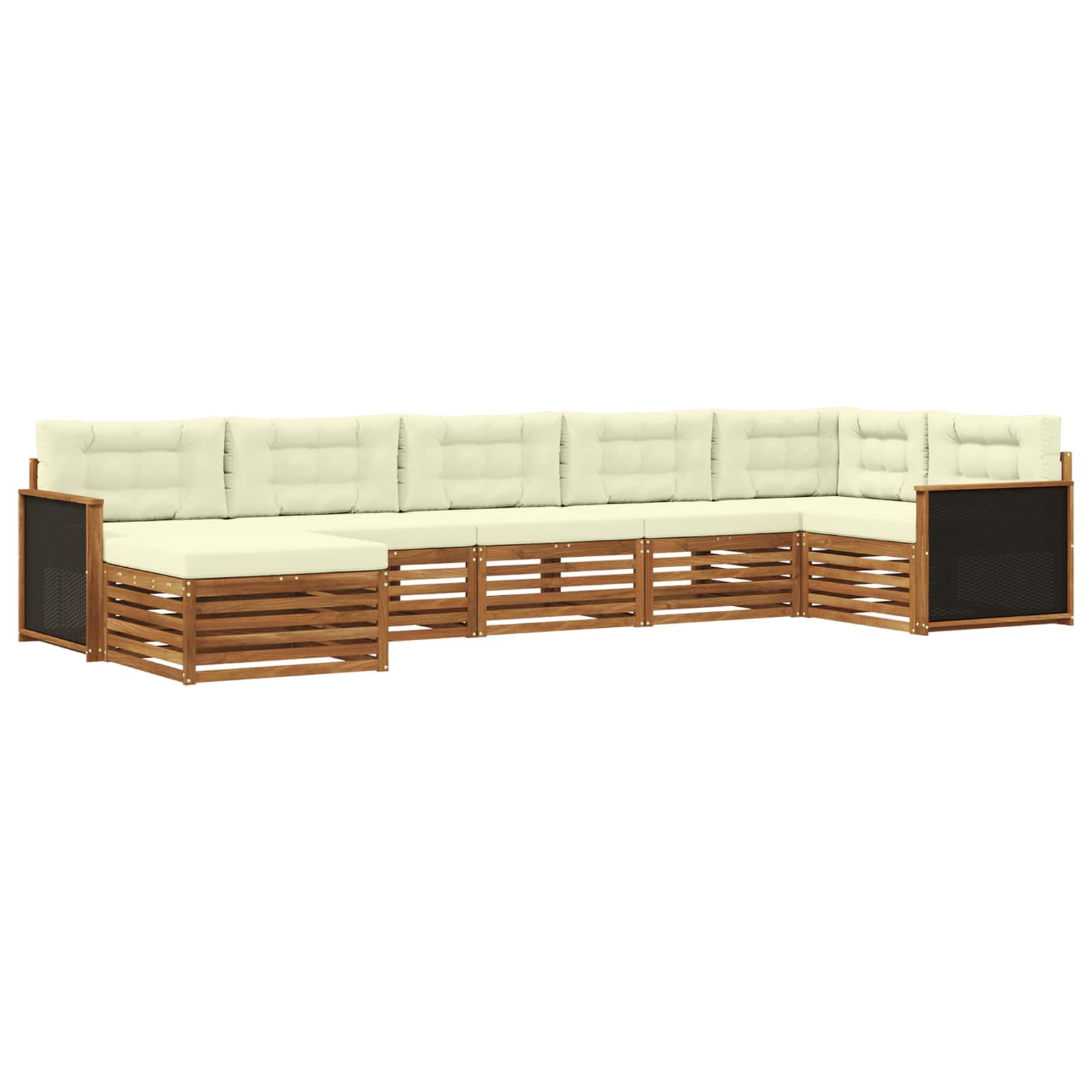 Conjunto de sofás de exterior con cojín 7 pcs Natural y Crema