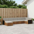 Conjunto de sofás de exterior 7 pcs Natural y Gris Claro