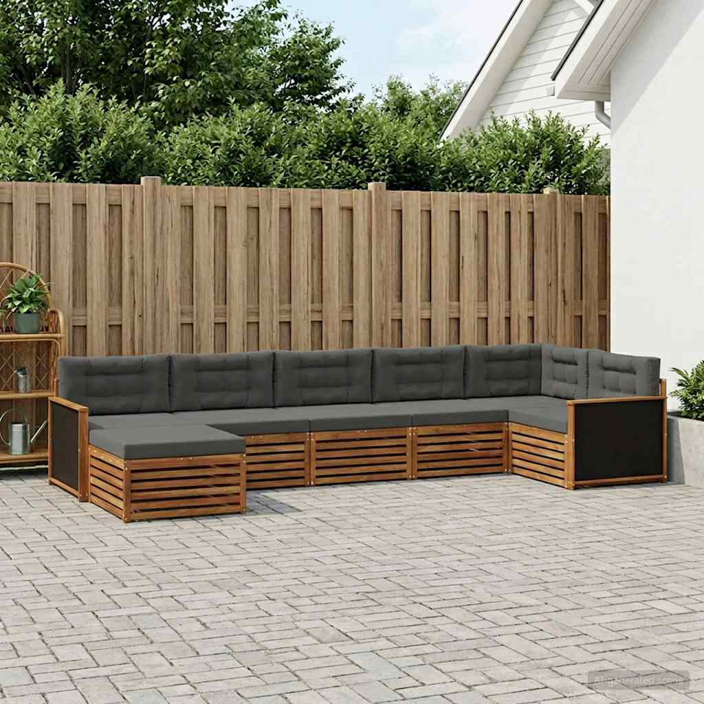 Conjunto de sofás de exterior 7 pcs Natural y Antracita