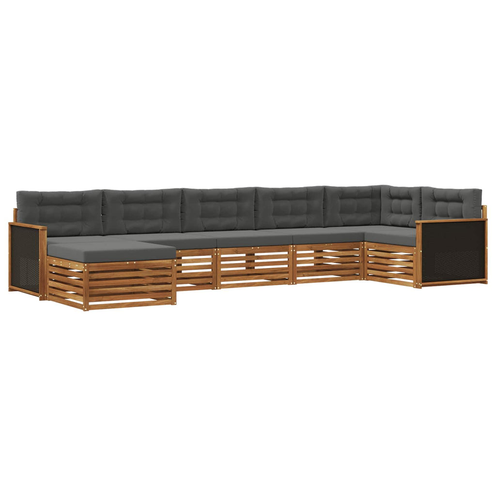 Conjunto de sofás de exterior 7 pcs Natural y Antracita
