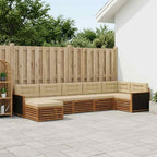 Conjunto de sofás de exterior con cojín 7 pcs Natural y Beige