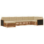 Conjunto de sofás de exterior con cojín 7 pcs Natural y Beige