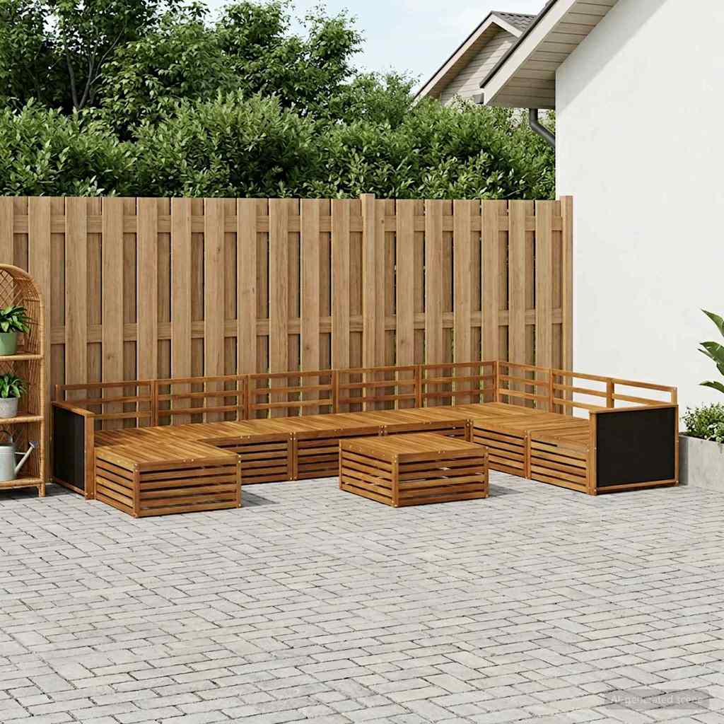 Conjunto de sofás de exterior 9 pcs Blanco y Antracita