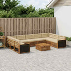 Conjunto de sofás de exterior con cojín 10 pcs Blanco y Crema