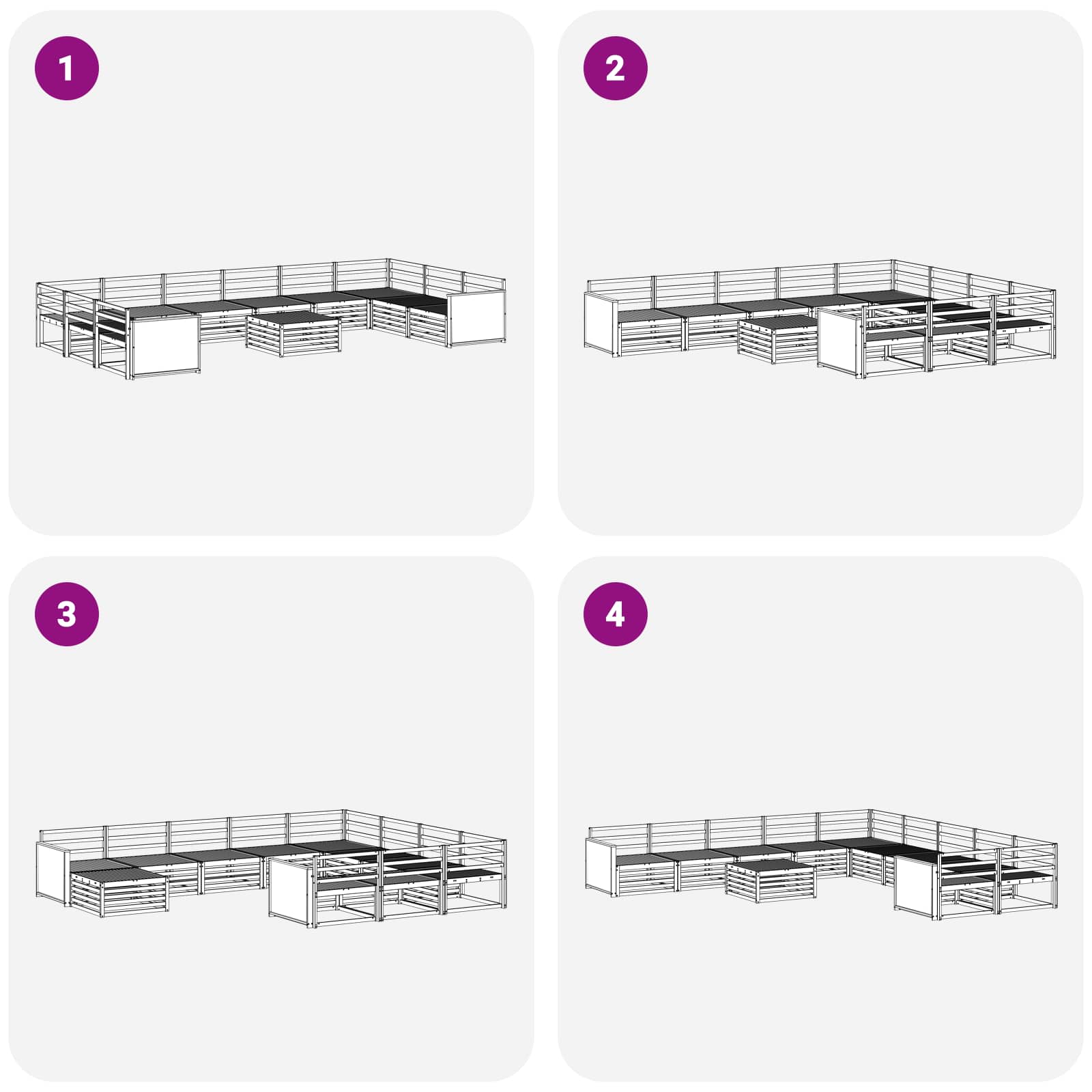 Juegos de sofás 11 pcs Madera de Acacia Sólida