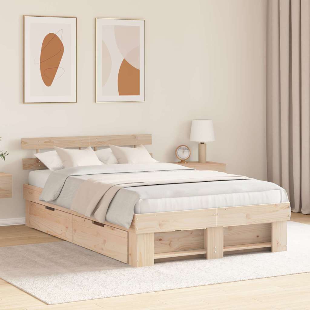 Estrutura de cama com cabeceira castanho encerado 100 x 200 cm