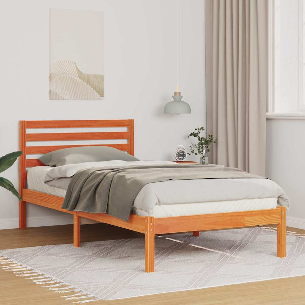 Estrutura de cama 100 x 200 cm Madeira de pinho maciço