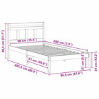 Estructura de cama Marrón 90 x 200 cm Madera de pino macizo