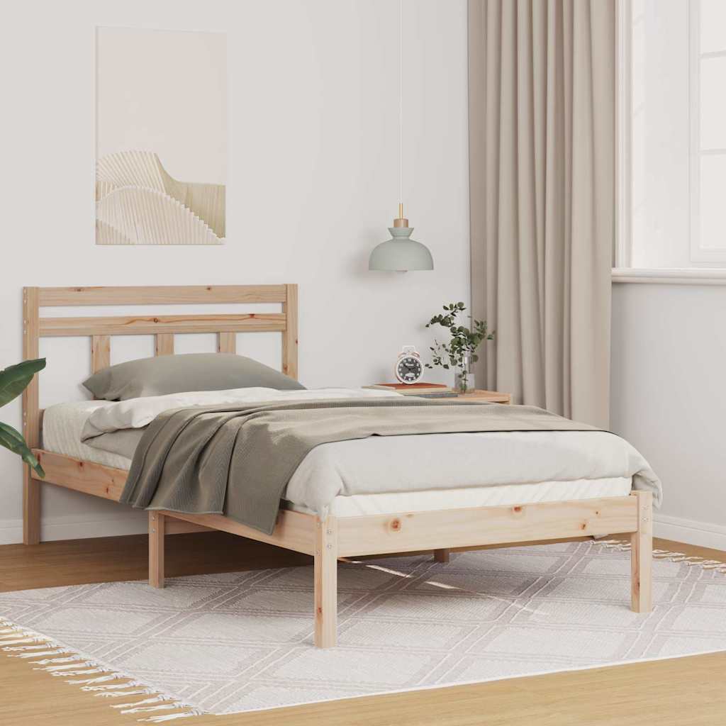 Estrutura de cama com cabeceira Castanho Madeira de pinho