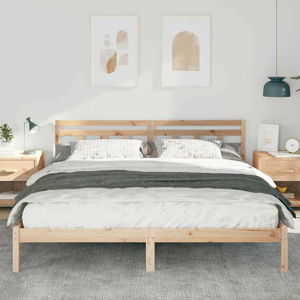 Estructura de cama Marrón 200 x 200 cm Madera de pino macizo