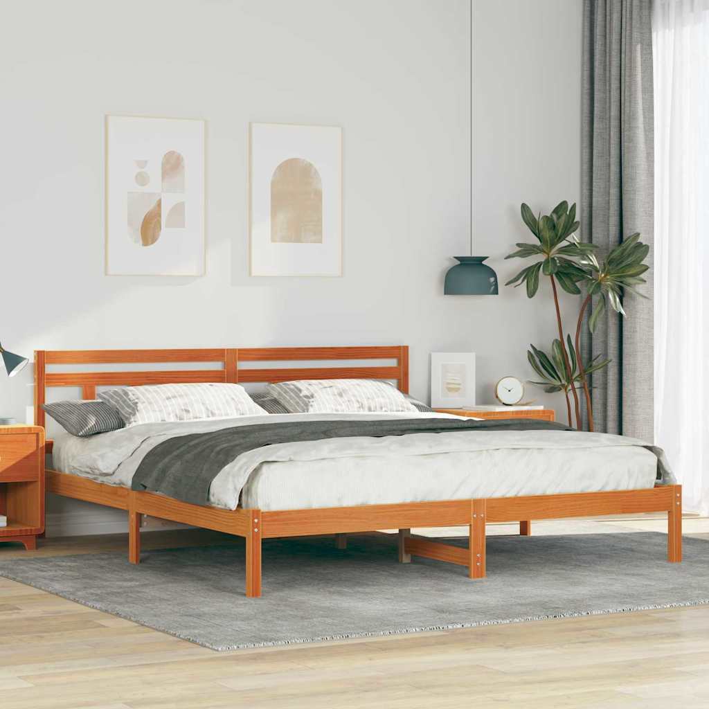 Estrutura de cama Castanho 200 x 200 cm Madeira de pinho maciço