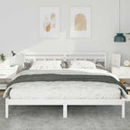 Estructura de cama con cabecera Blanco Madera maciza de pino
