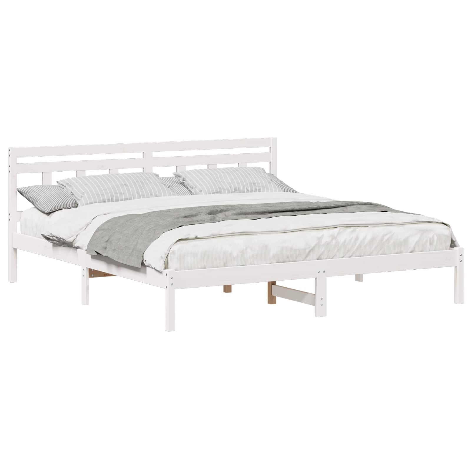 Estructura de cama con cabecera Blanco Madera maciza de pino