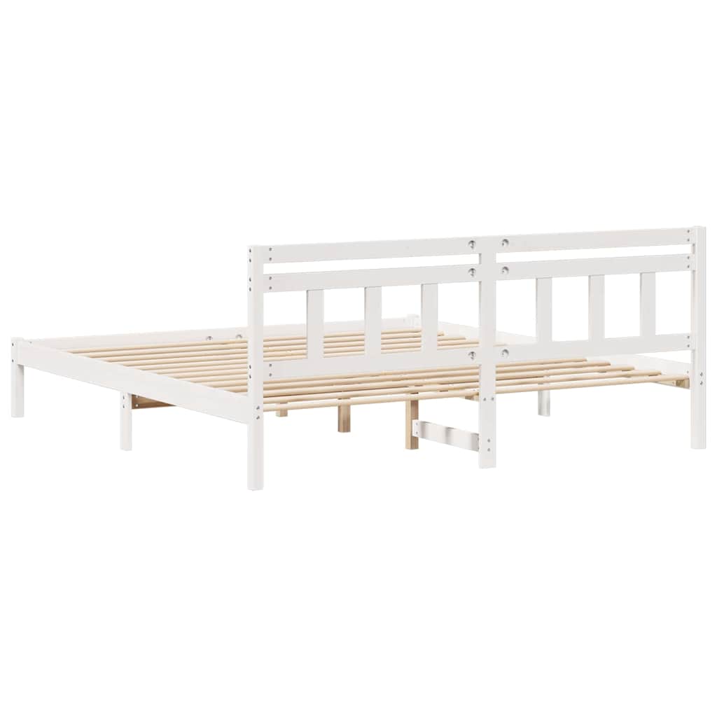 Estructura de cama con cabecera Blanco Madera maciza de pino