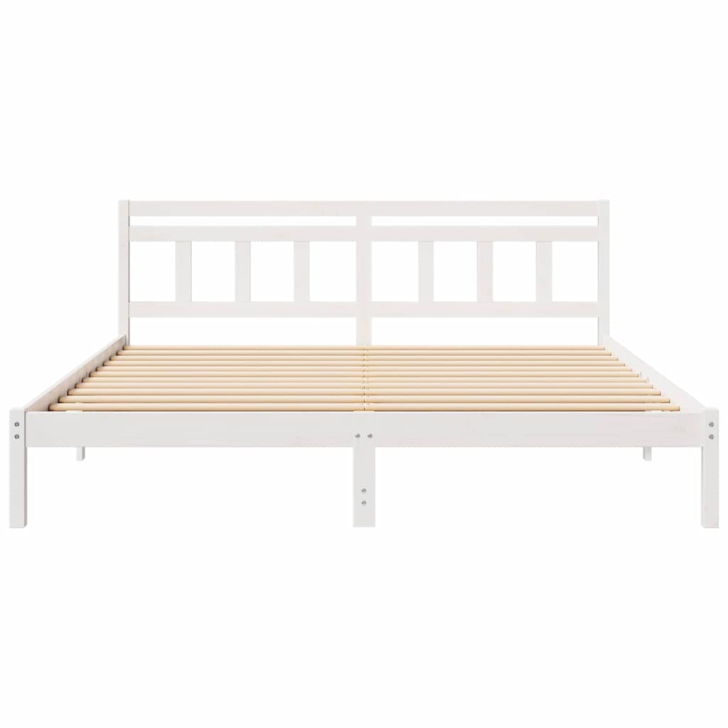 Estructura de cama con cabecera Blanco Madera maciza de pino