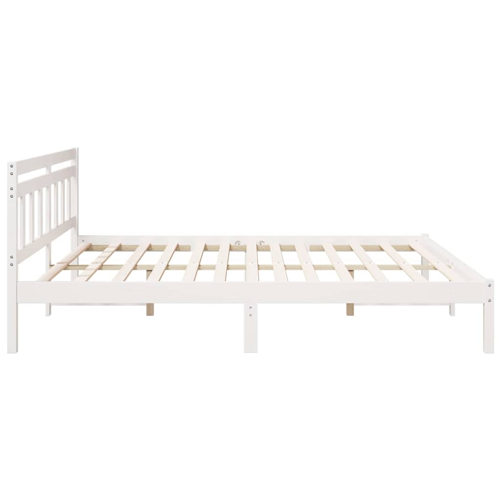 Estructura de cama con cabecera Blanco Madera maciza de pino