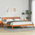 Estructura de cama con cabecera Marrón Madera de pino