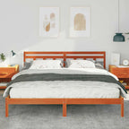 Estructura de cama con cabecera Marrón Madera de pino