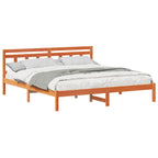 Estructura de cama con cabecera Marrón Madera de pino