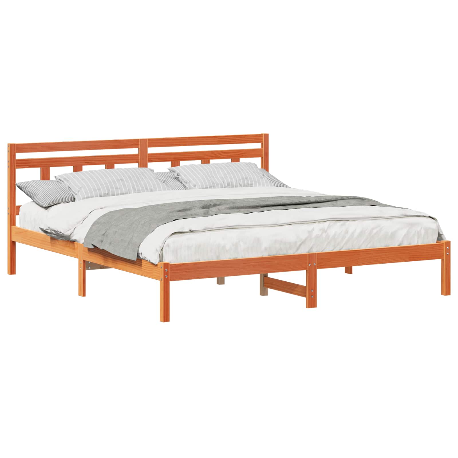 Estructura de cama con cabecera Marrón Madera de pino