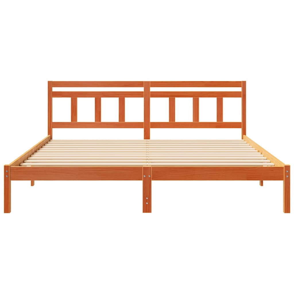 Estructura de cama con cabecera Marrón Madera de pino