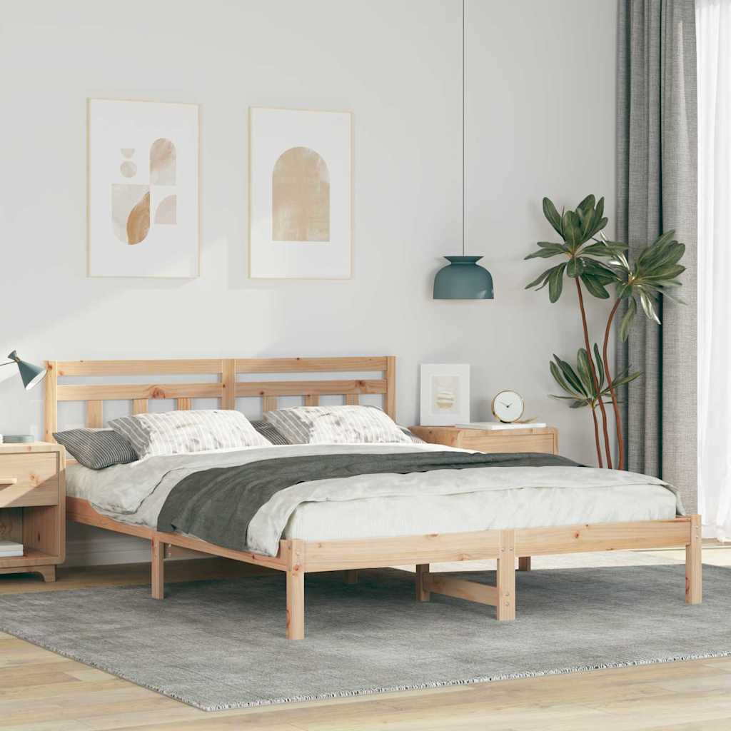 Estructura de cama Marrón 140 x 200 cm Madera de pino macizo
