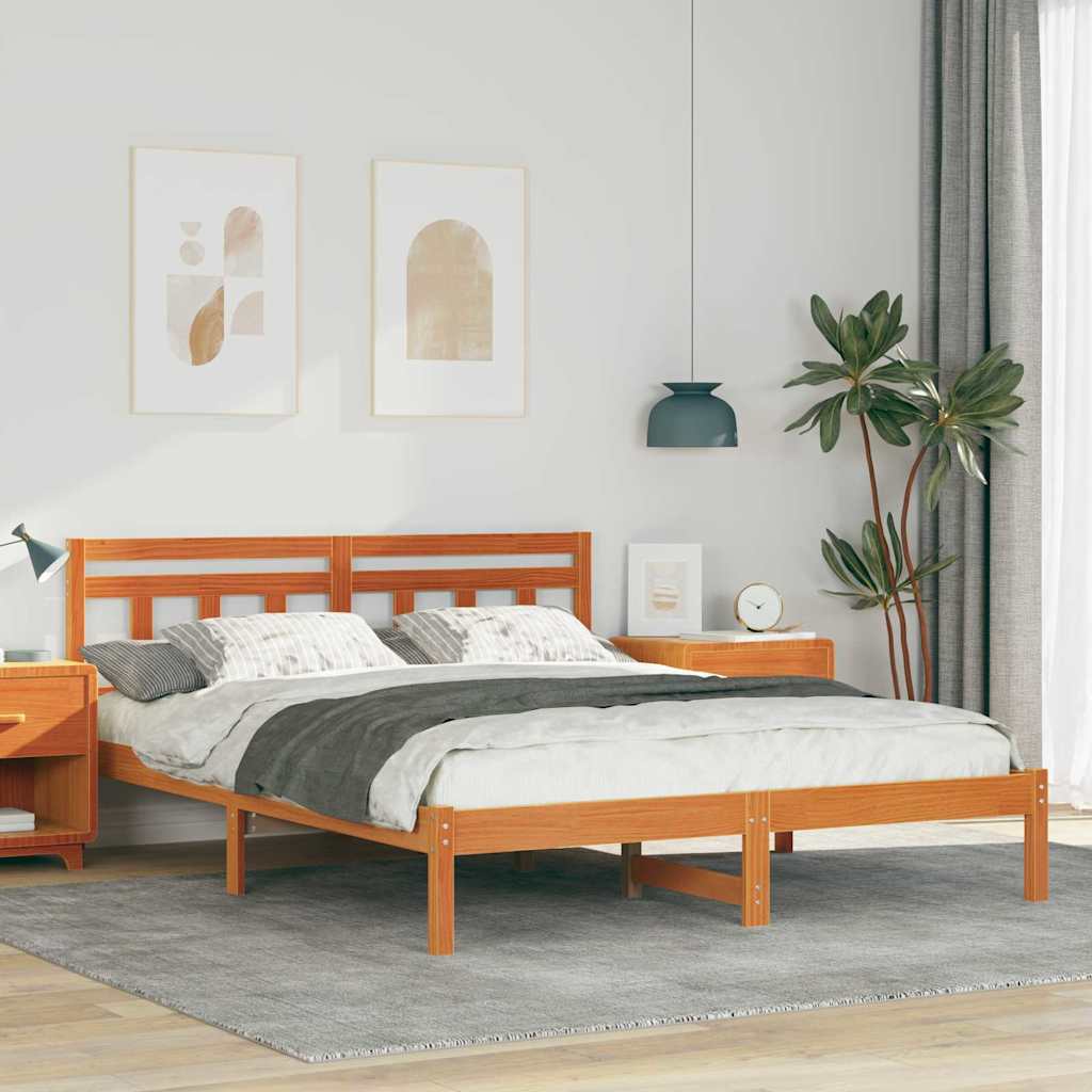Estrutura de cama Castanho 140 x 200 cm Madeira de pinho maciça