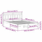 Estructura de cama Marrón 120 x 200 cm Madera de pino macizo