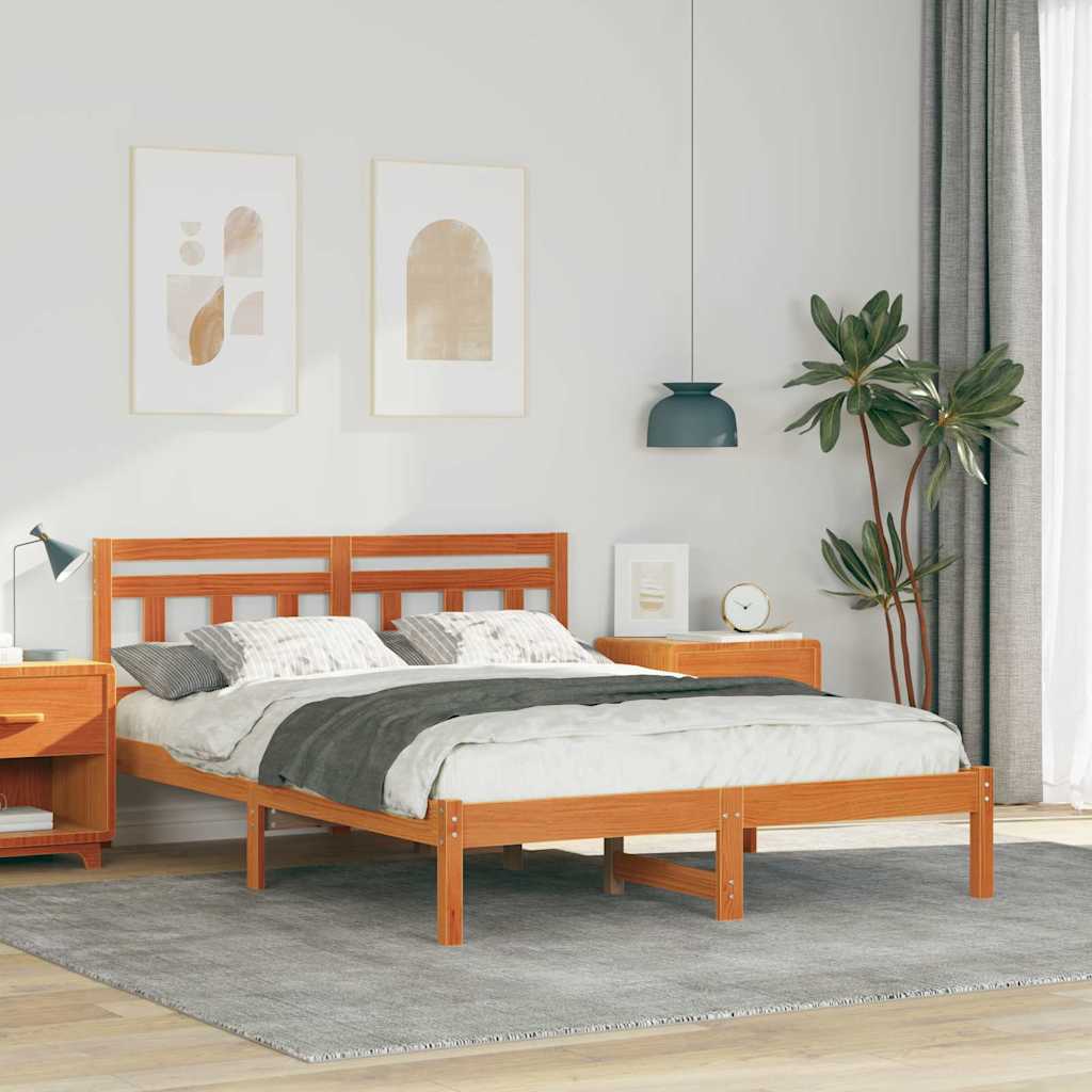 Estrutura de cama Castanho 120 x 190 cm Madeira de pinho maciça