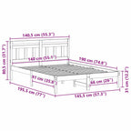 Estructura de cama Marrón 140 x 190 cm Madera de pino macizo