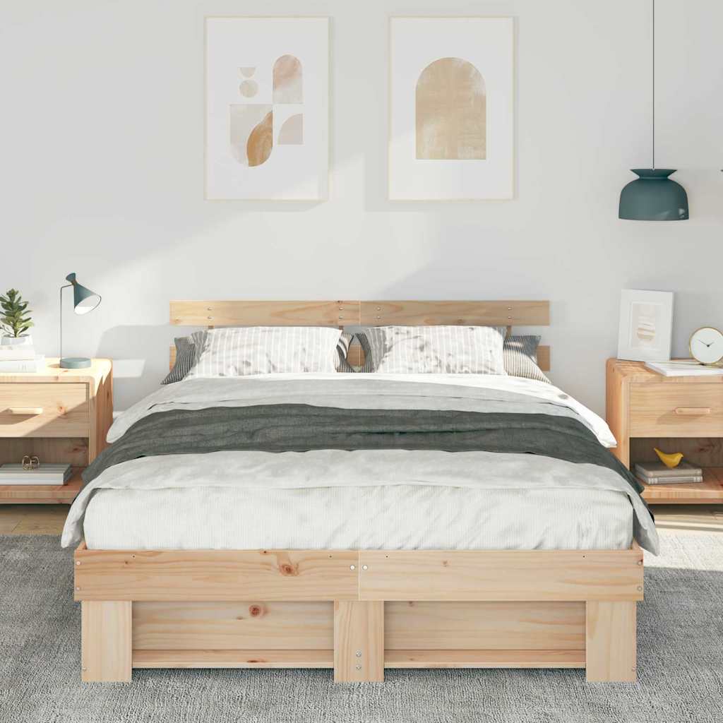Estructura de cama Marrón 160 x 200 cm Madera de pino macizo