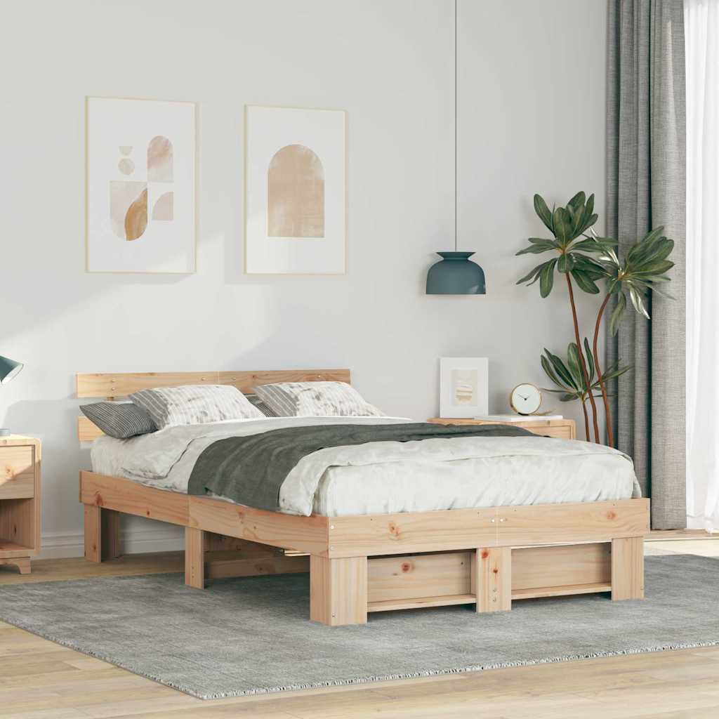 Estructura de cama Marrón 140 x 190 cm Madera de pino macizo