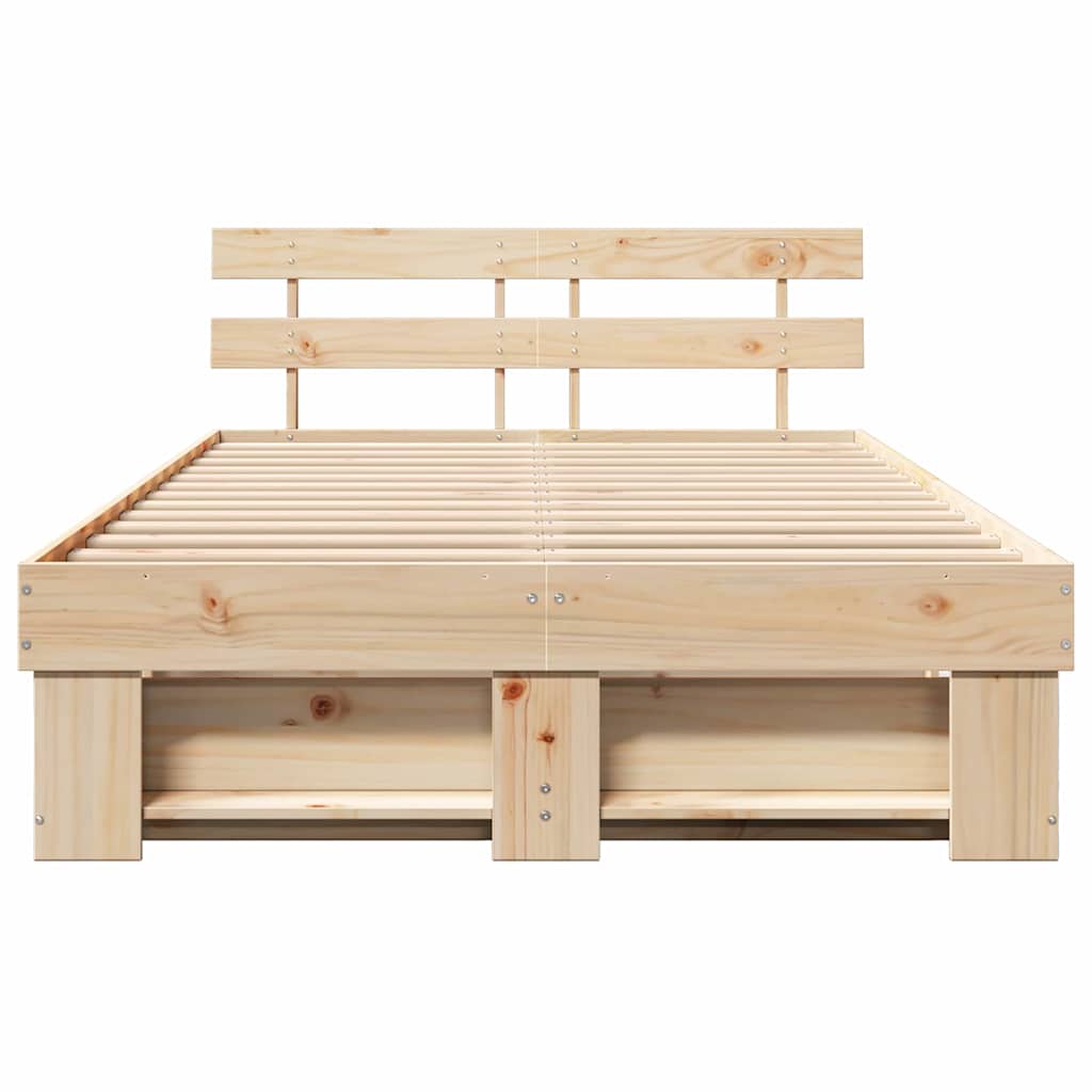 Estructura de cama Marrón 140 x 190 cm Madera de pino macizo