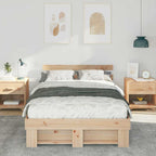 Estructura de cama Marrón 135 x 190 cm Madera de pino macizo