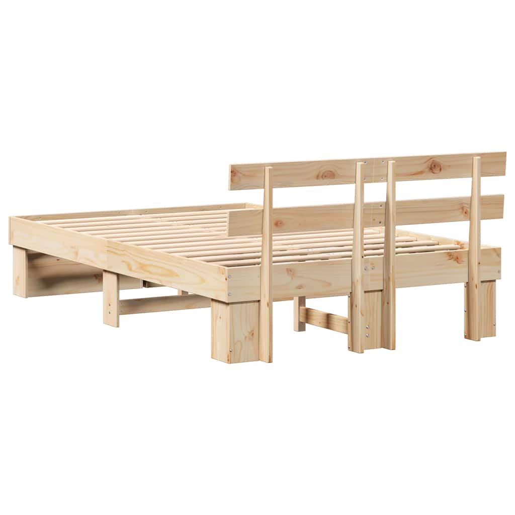 Estructura de cama Marrón 135 x 190 cm Madera de pino macizo