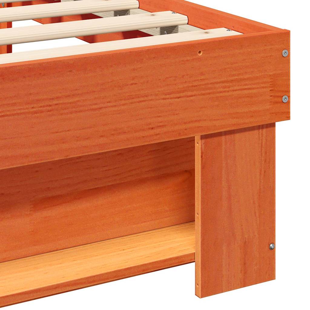 Estructura de cama con cabecera Marrón cera 100 x 200 cm