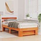 Estructura de cama con cabecera Marrón cera 100 x 200 cm