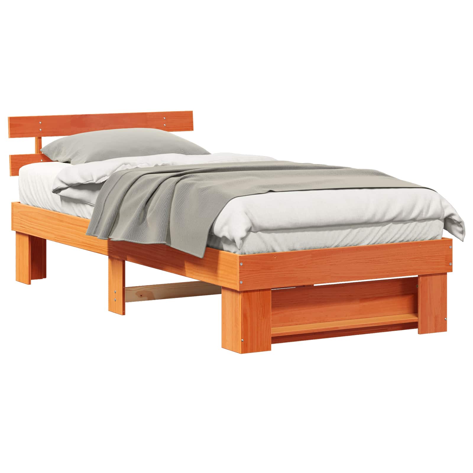 Estructura de cama con cabecera Marrón cera 100 x 200 cm