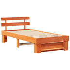 Estructura de cama con cabecera Marrón cera 100 x 200 cm