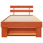 Estructura de cama con cabecera Marrón cera 100 x 200 cm