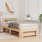 Estructura de cama Marrón 75 x 190 cm Madera de pino macizo