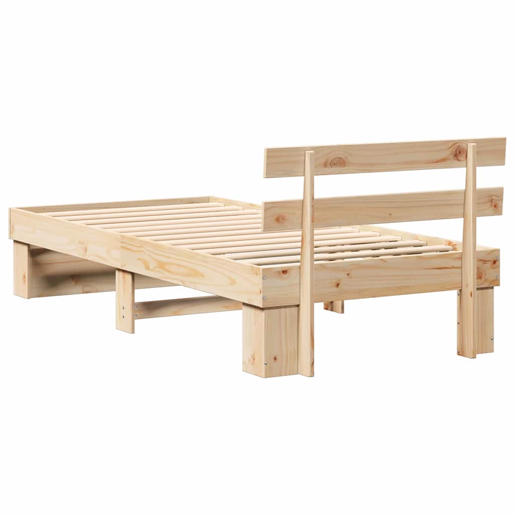 Estructura de cama Marrón 75 x 190 cm Madera de pino macizo